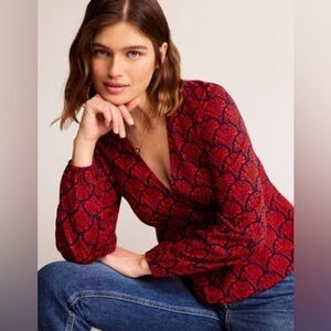 Boden Blossomy V Neck Peplum Top